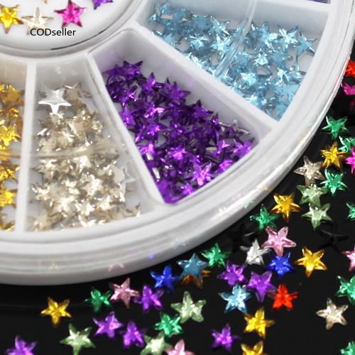 Hộp phụ kiện đính móng trang trí hình ngôi sao 12 màu sắc xinh xắn
