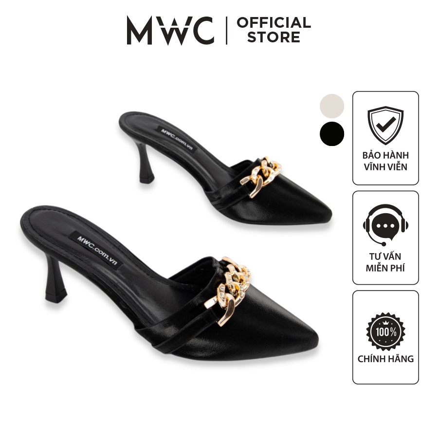 Sục MWC 4194 - Sục Cao Gót Thời Trang Sục Gót Nhọn Phối Xích Sang Trọng Nổi Bật