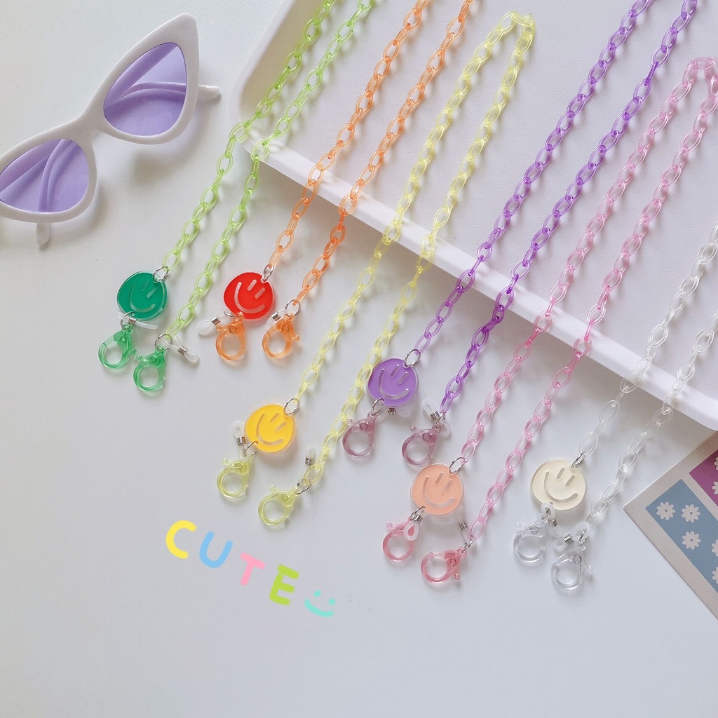 Dây Đeo Mặt Nạ Acrylic Màu Sắc Ngọt Ngào Họa Tiết Hoạt Hình Sáng Tạo