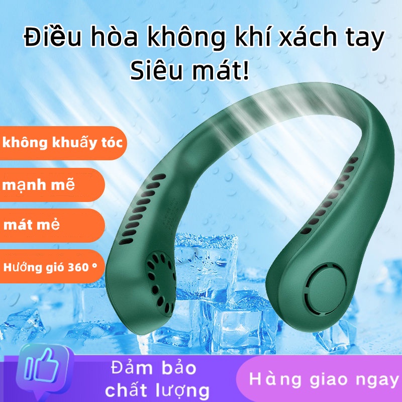 Quạt mini đeo cổ,Quạt đeo cổ mini không cánh, 3 cấp độ gió,quạt đeo cổ cao cấp-GM-GJFSW/G