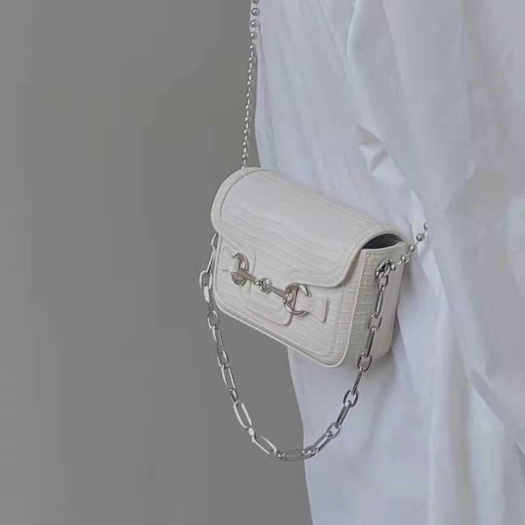 Túi xách mini họa tiết da thằn lằn phong cách cổ điển Pháp