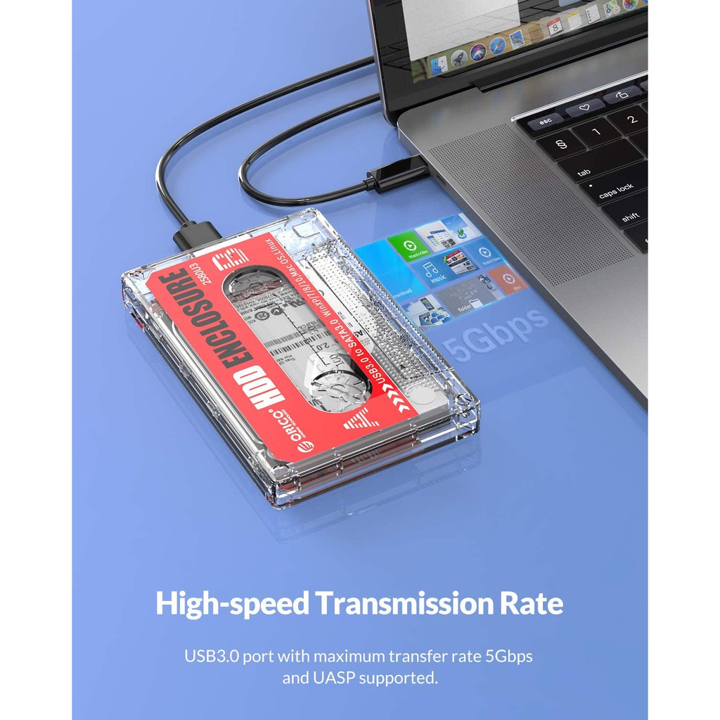Hộp Ổ Cứng Ngoài Orico 2580U3 USB3.0 SATA3.0 5Gbps 4TB HDD Hỗ Trợ UASP Trong Suốt Sticker Kiểu Dáng Băng Cassette | BigBuy360 - bigbuy360.vn