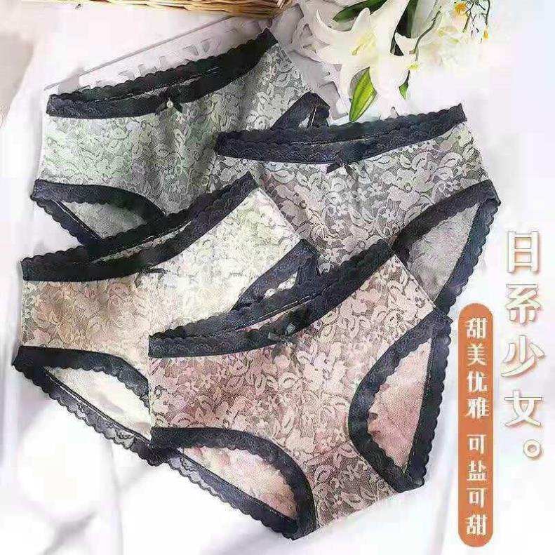 Quần lót ren nữ gợi cảm sexy có nơ xinh xắn siêu mỏng xuyên thấu nhiều màu