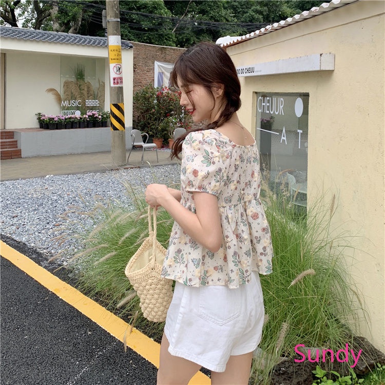 Áo Sơ Mi Tay Ngắn Họa Tiết Hoa Thời Trang Mùa Hè Cho Bé Gái