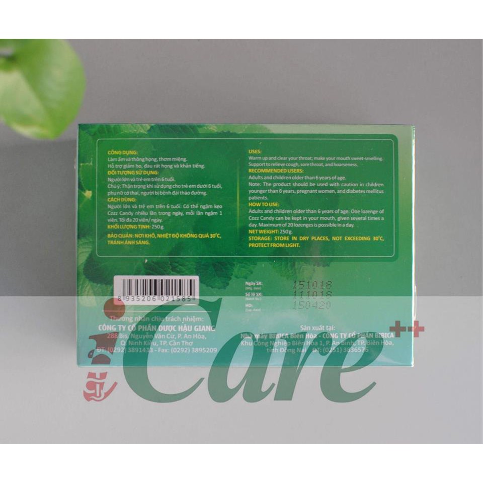 KẸO NGẬM HO BẠC HÀ COZZ CANDY