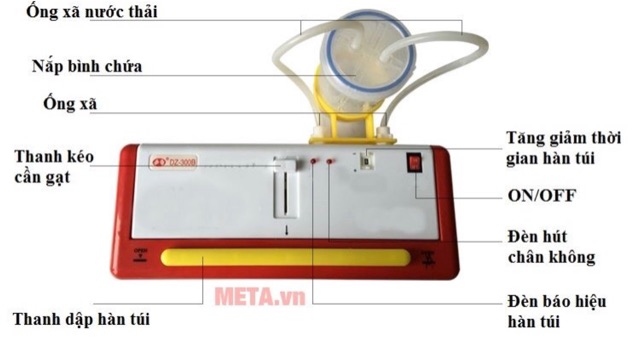 MÁY HÚT CHÂN KHÔNG ZUHONG DZ300B HÚT NƯỚC+ Túi hút chân không