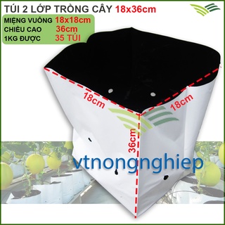 1kg Túi trồng cây 2 lớp 18x36 Trắng+Đen (30-32 túi), túi trồng cây pe 2 lớp chuyên dùng trồng dưa lưới