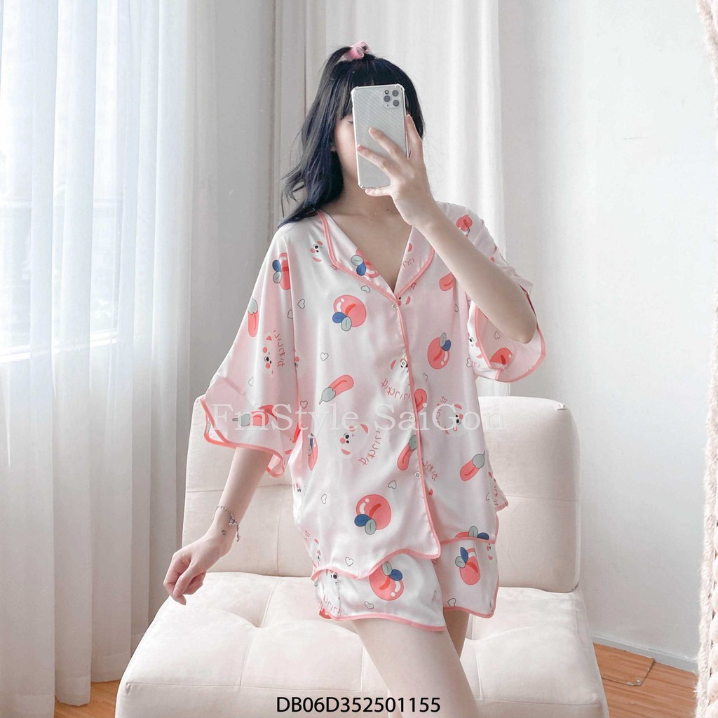 Bộ ngủ áo tay ngắn in hình + quần ngắn viền sóng ullzang thời trang nữ FMStyle SaiGon 21DB07D351701 | BigBuy360 - bigbuy360.vn
