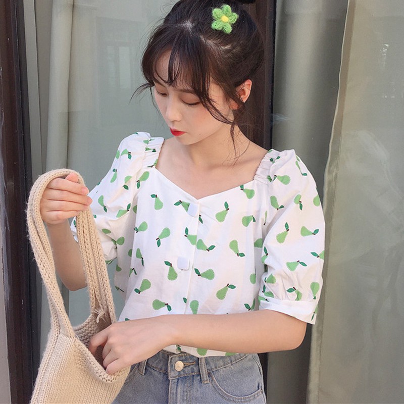 Áo sơ mi tay ngắn in hình trái cây phong cách Hàn Quốc | BigBuy360 - bigbuy360.vn