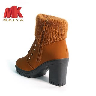 Giày boot nữ đế vuông S106 (Nâu) MK MAIKA