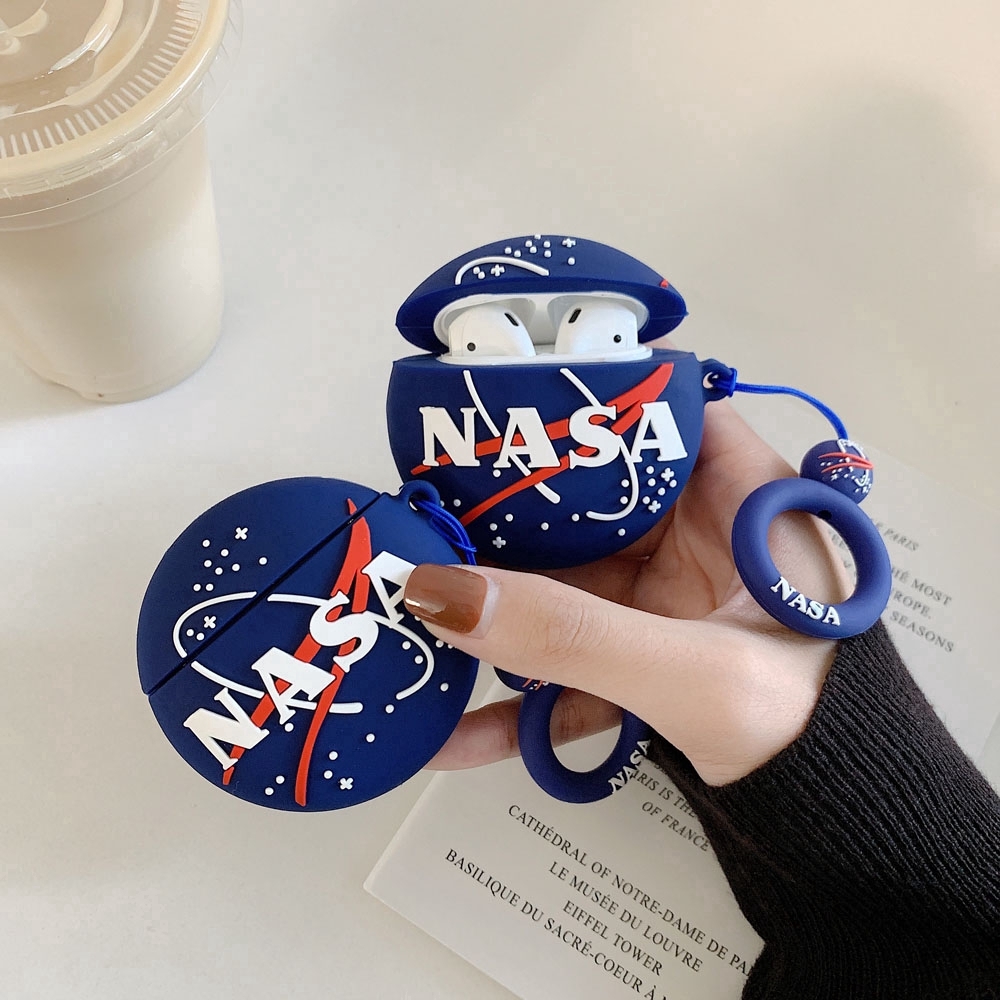 3D Creative NASA Galaxy  Blue Airpod Airpods Case Airpod Airpods 1/2 Charging Bin Protective Cover