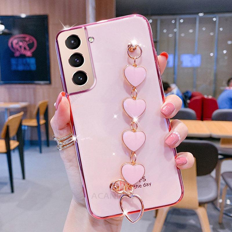 Ốp Điện Thoại Có Dây Đeo Tay Sang Trọng Cho Samsung Galaxy S21 S22 Plus Ultra S20 Fe S 21 22 22plus S21plus