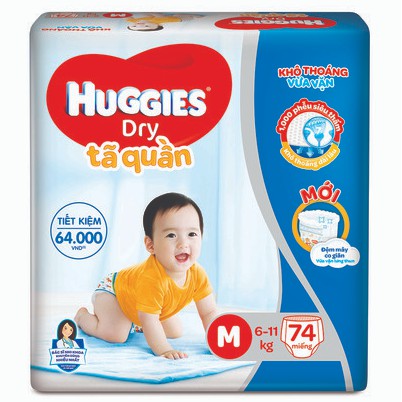 Tã Dán/Quần Huggies M74/L68/Xl62/Xxl56 bao bì rách