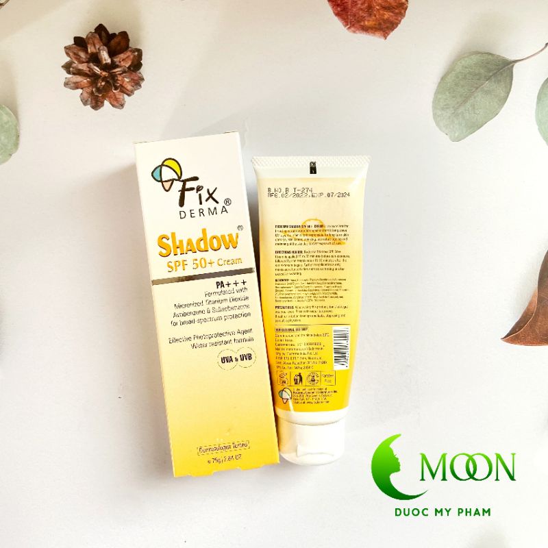 Kem chống nắng Fixderma Shadow SPF 50+ Cream PA+++ dạng kem mỏng nhẹ không gây bí da ngăn ngừa da thâm sạm 75g
