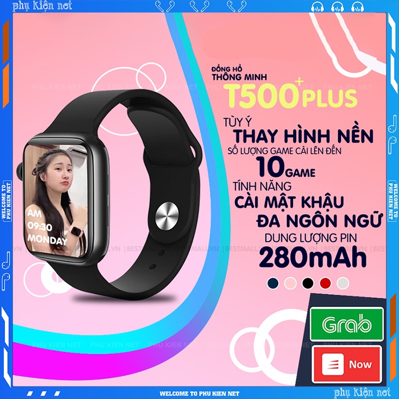 Đồng Hồ Thông Minh Nam Nữ T500+ Plus Series 6 Thay Được Ảnh Hình Nền, Nghe, Gọi Full Chức Năng, Giao Diện Tổ Ong