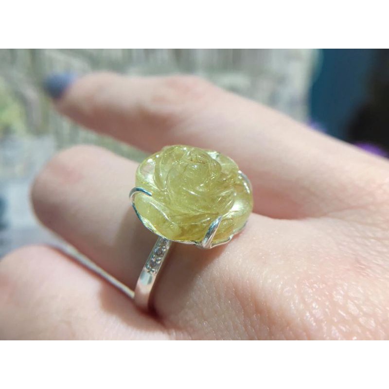 Bông hoa đá tóc vàng làm mặt nhẫn, mặt dây chuyền, giá mặt đá không bao gồm nhẫn