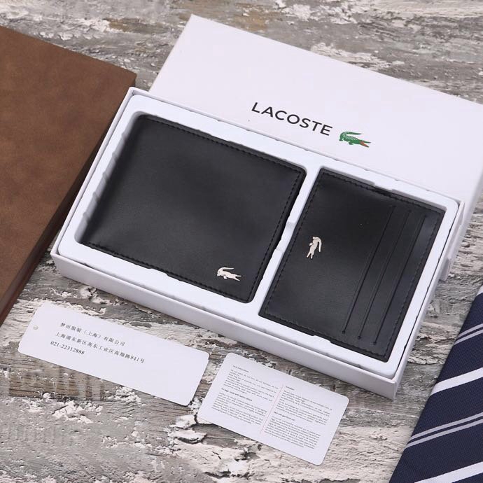 Lacoste Short Wallet Card Holder Package Wallets Leather Coin Purse Poch Bag