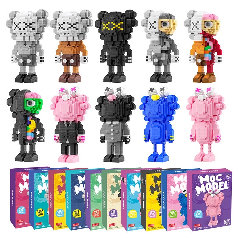 Bộ Đồ Chơi Lắp Ráp Hình Búp Bê KAWS Nano Sáng Tạo