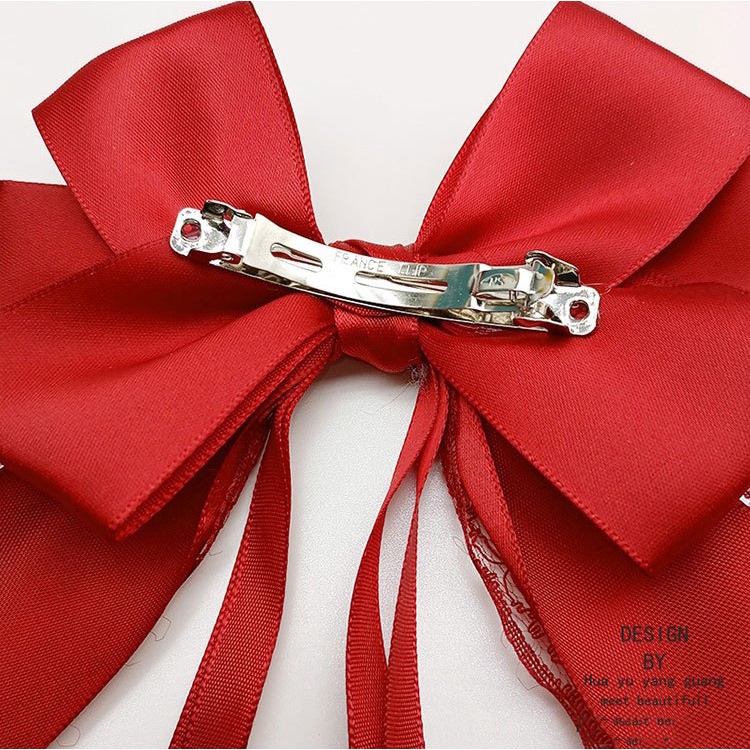 Kẹp tóc nơ dài vải ren phong cách điệu đà tiểu thư hàn quốc K84