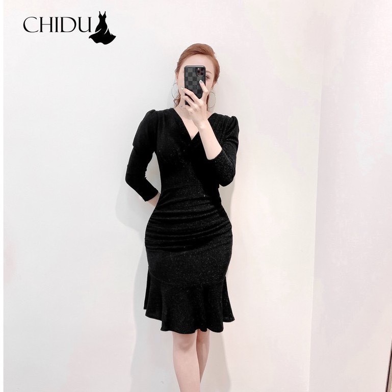 Váy Len Nhủ Nữ, Đầm Cổ Đắp Chéo Tay Dài Đuôi Cá 2 Lớp Vải Mềm Cực Êm Form Body Siêu Tôn Dáng. | BigBuy360 - bigbuy360.vn