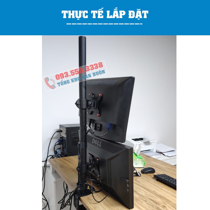 Giá Treo 2 Màn Hình / Xếp Màn Trên - Dưới M063 17 - 27 Inch - Tay Treo Hai Màn Hình Tải Trọng 8Kg - Lắp Đặt Kẹp Bàn