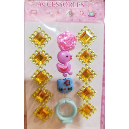 Vỉ tự làm nhẫn cho bé và sticker trang trí 3D