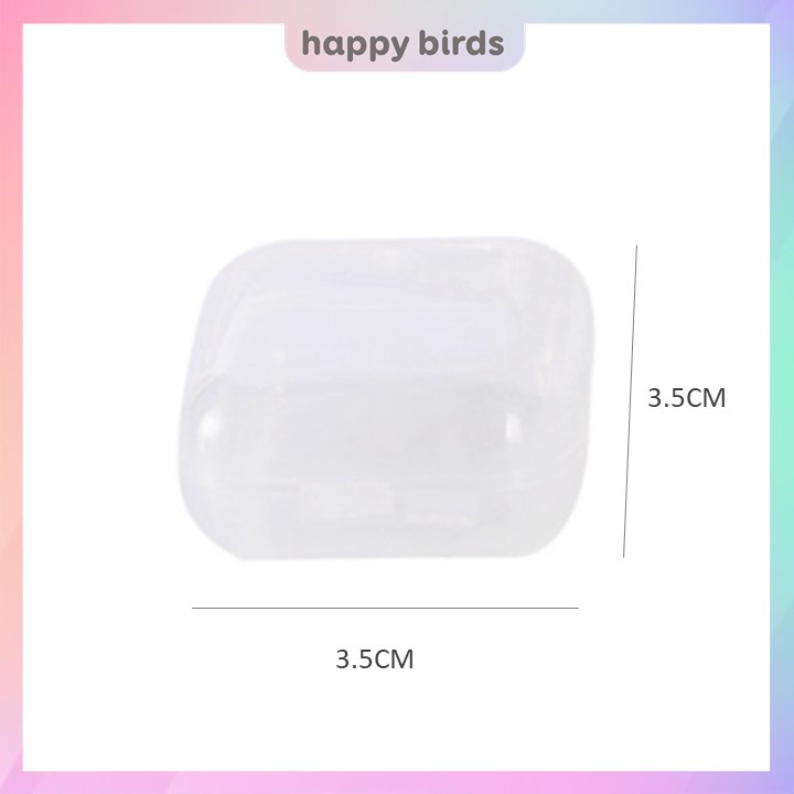 Hộp đựng trang sức mini 3.5x3.5x2cm trong suốt bằng nhựa đựng đồ trang sức, thuốc, nhẫn, phụ kiện nhỏ