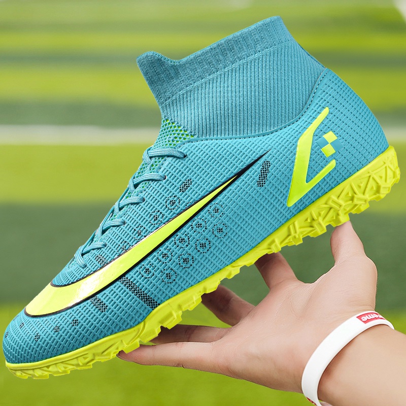 size: 35-45 C Ronaldo Assassin Thanh niên dài Spike TF High Top Giày bóng đá cho nam, Giày futsal cỏ nhân tạo trong nhà và ngoài trời