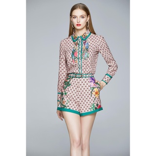Vải lụa nhung hoa may jumpsuit đầm sơ mi