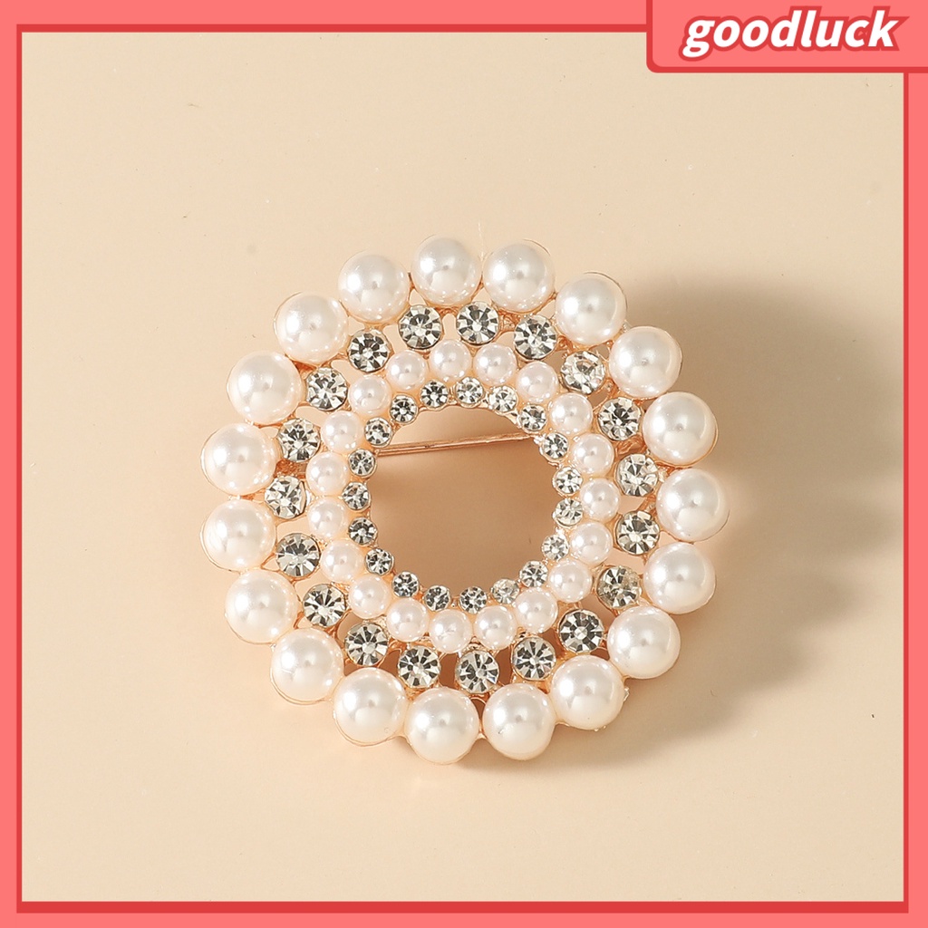 Ghim Cài Áo Hình Tròn Đính Đá Và Ngọc Trai Nhân Tạo Thời Trang Cho Nữ
