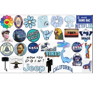 Set sticker tông xanh aesthetic