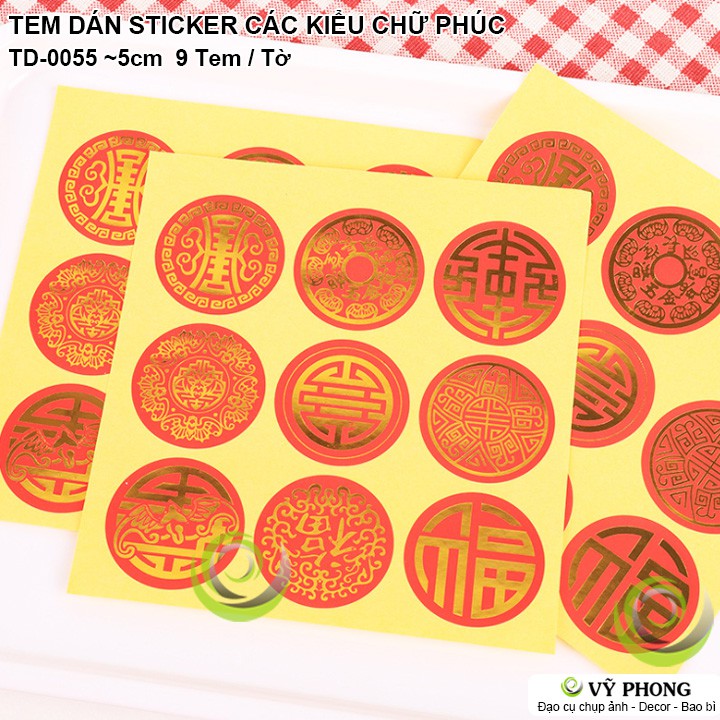 TEM DÁN CHỮ PHÚC TRÒN ĐỎ NĂM MỚI STICKER NHÃN DÁN ĐÁM CƯỚI TRANG TRÍ NIÊM PHONG BAO BÌ HỘP QUÀ BÁNH KẸO TD-0055