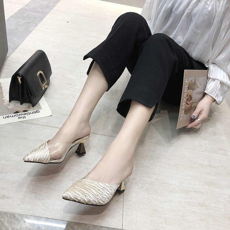 Dép Cao Gót Mũi Nhọn Thời Trang Mùa Hè Phong Cách Hàn Quốc Cho Nữ 2021