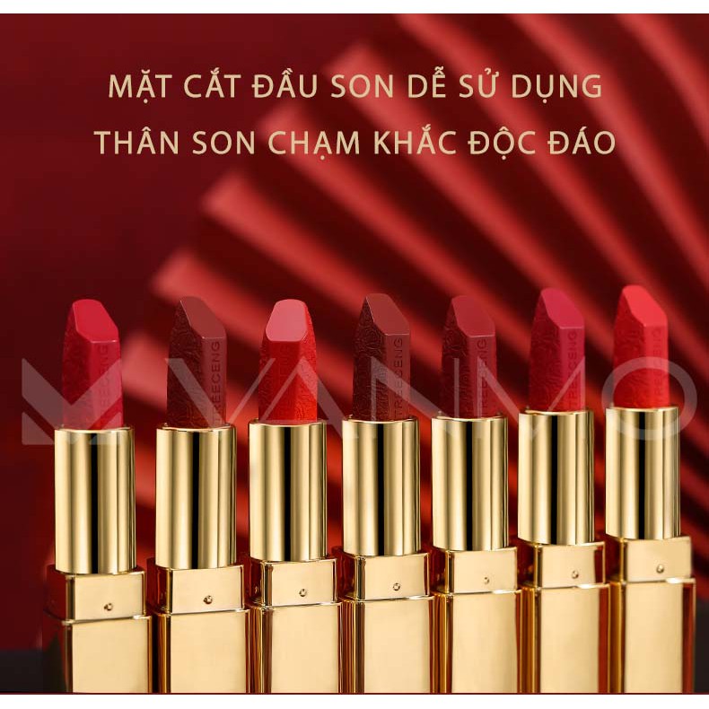 Son Môi Điêu Khắc Dạng Lì Lâu Trôi Độ Bền Màu Cao Được Thiết Kế Chạm Khắc Họa Tiết Hoa Hồng Độc Đáo