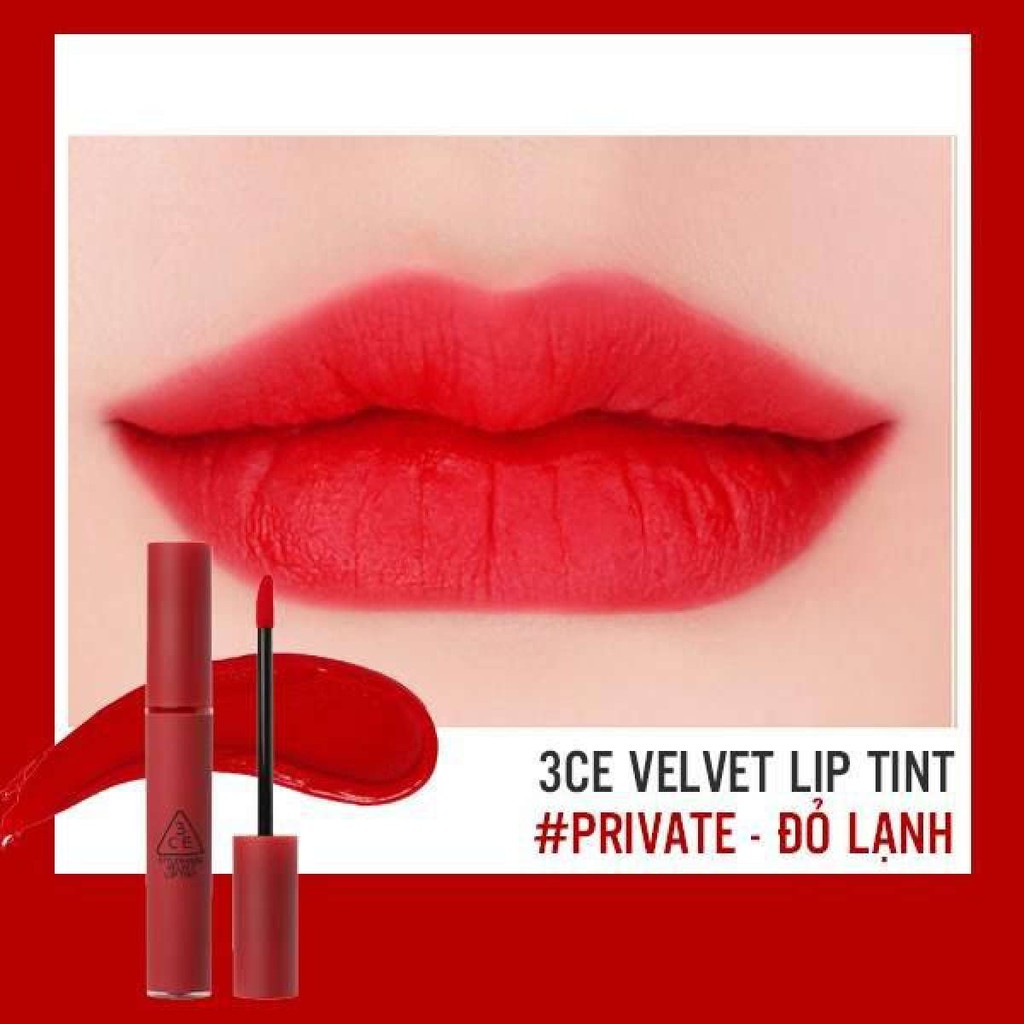 Son kem lì 3CE Velvet Lip Tint #Private (Đỏ lạnh lì)