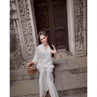 Set bộ bà lai lụa gấm 3 nút #đồ lam_đồ đi chùa shop liên mỹ