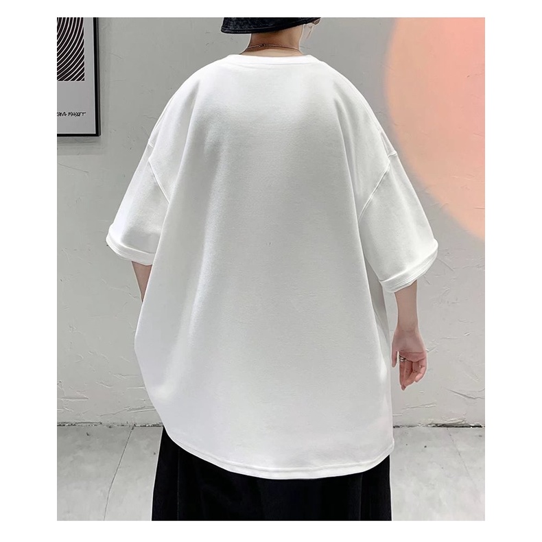 Áo Thun Tay Ngắn Dáng Rộng Mềm Mại Thoải Mái Thêu Hình Nhãn Cho Nam