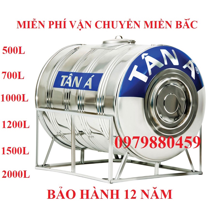 Bồn nước, téc nước nằm inox304 Tân á , bảo hành 15 năm