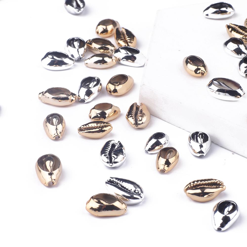 Bộ 10 hạt xâu vỏ sò mạ vàng/ bạc dùng làm trang sức diy