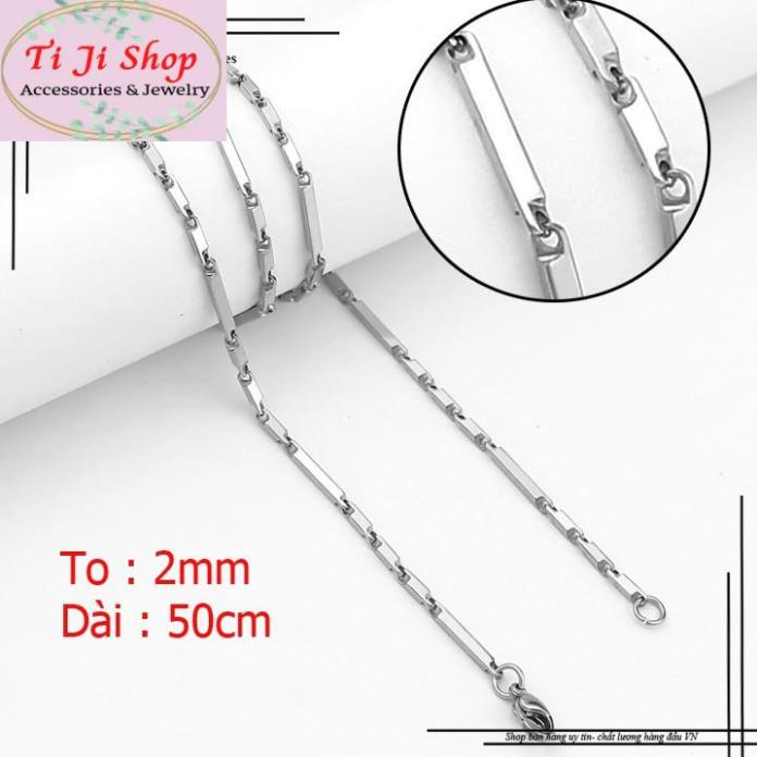 DÂY CHUYỀN INOX NAM HỎA TIỂN 2LY MẮC VUÔNG CÁCH ĐIỆU đẹp, không đen