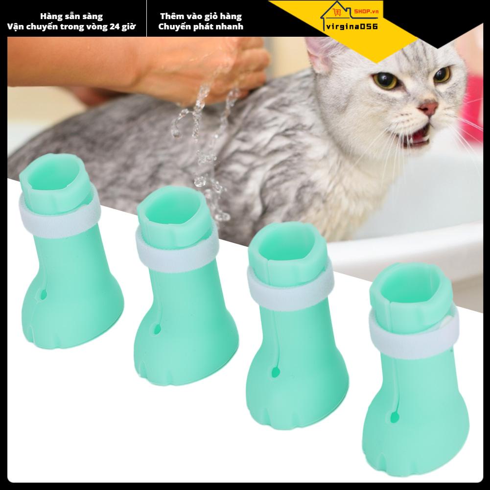 Virgina056 4 cái Bộ Pet Cat Wash Claw Foot Cover Chống xước Tắm cho mèo Móng tay móng chân Bảo vệ Ủng
