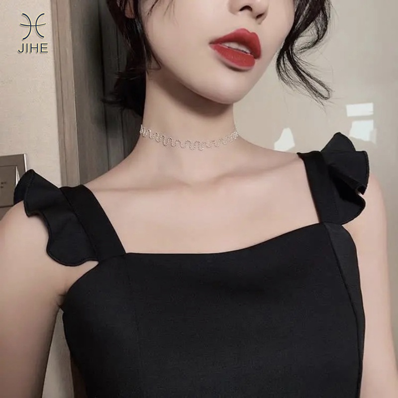 Vòng Cổ Choker Dây Xích Màu Trắng Đơn Giản Thời Trang Cho Nữ