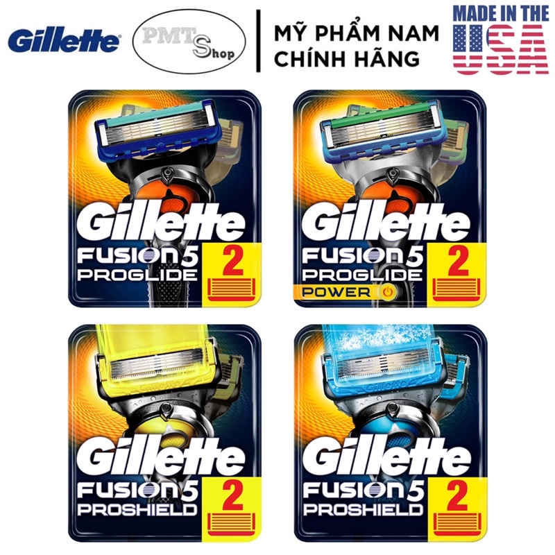 Hộp Lưỡi thay thế dao cạo râu Gillette Fusion 5 Proglide Power , Proshield , Skinguard vỉ 8 , 4 cái