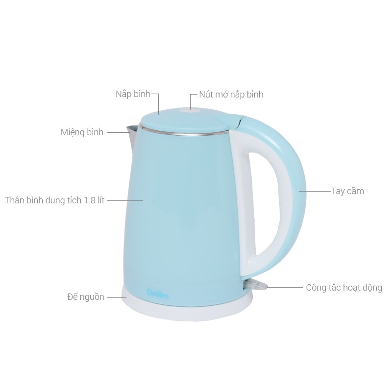 Ấm siêu tốc Delites 1.8 lít ST18DB01 - Hàng trưng bày - Bảo hành 12 tháng