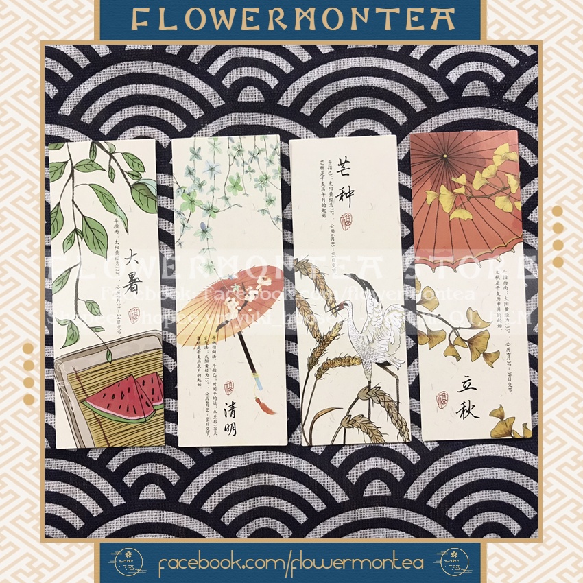 Set 6 Thẻ Đánh Dấu Sách | Bookmark Giấy FwMnT - 24 Tiết Khí