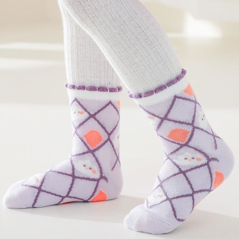 Set 5 Đôi Tất Cotton Mềm Mại Co Giãn Giữ Ấm Mùa Đông Cho Bé Gái