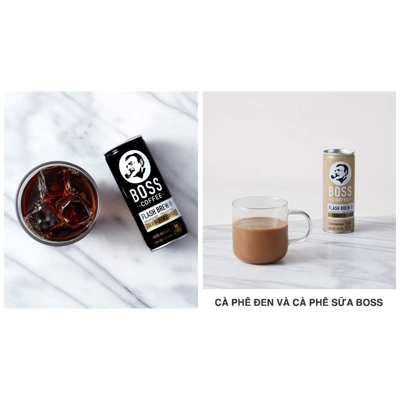 COMBO cà phê đen Boss 180ml + trà ô long Tea Plus 350ml