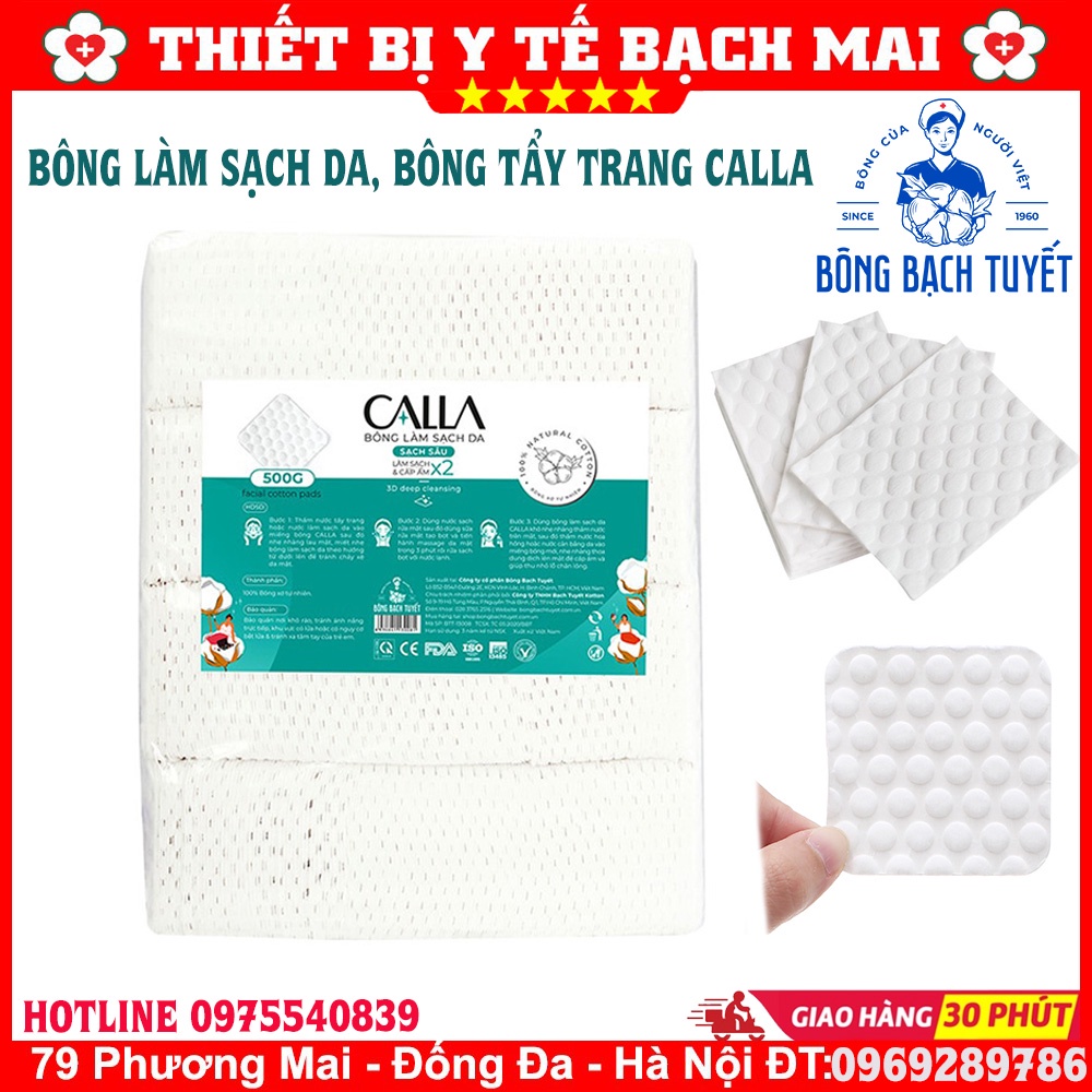 Bông Tẩy Trang  Bông Làm Sạch Da CALLA Sạch Sâu  Bông Bạch Tuyết 500Gam