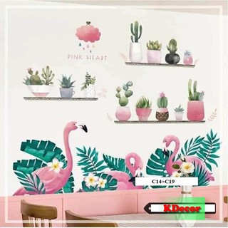 Decal dán tường Combo hạc hồng 1