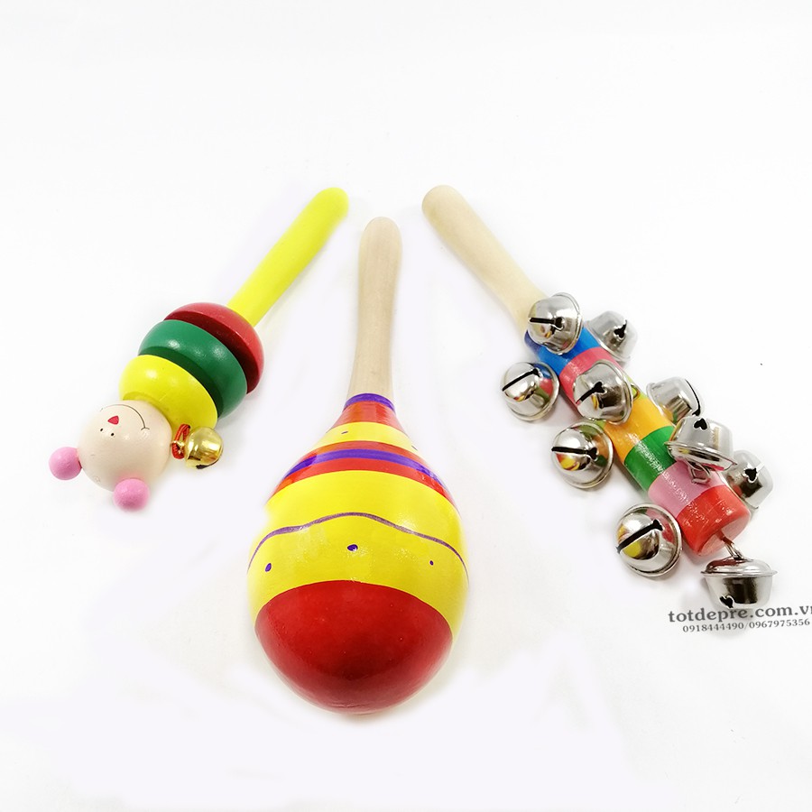 Combo 3 loại lục lạc gỗ phát triển giác quan cho bé